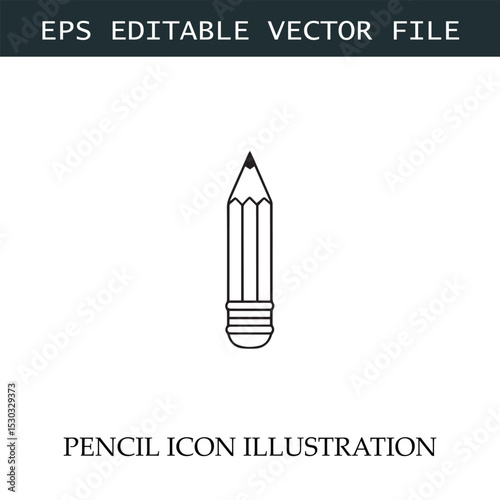 Pencil Icon Black and White Vector Design Image Illustration
