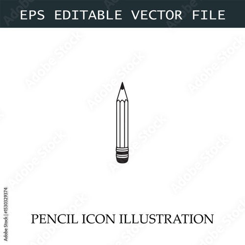 Pencil Icon Black and White Vector Design Image Illustration

