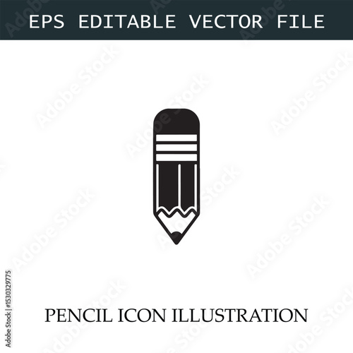 Pencil Icon Black and White Vector Design Image Illustration
