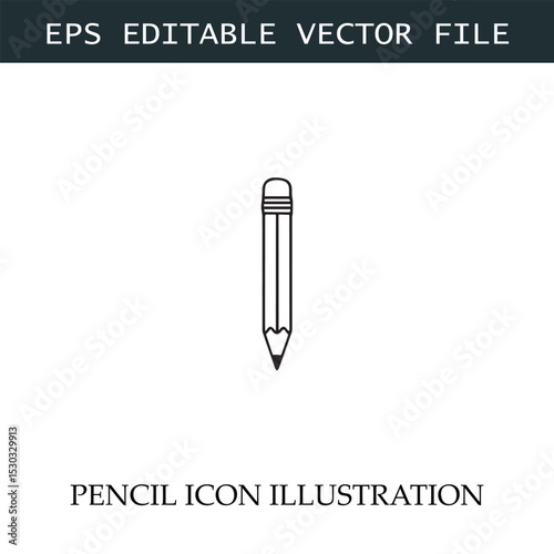 Pencil Icon Black and White Vector Design Image Illustration

