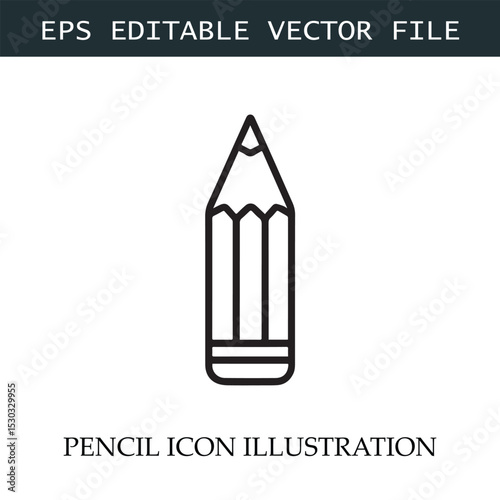 Pencil Icon Black and White Vector Design Image Illustration
