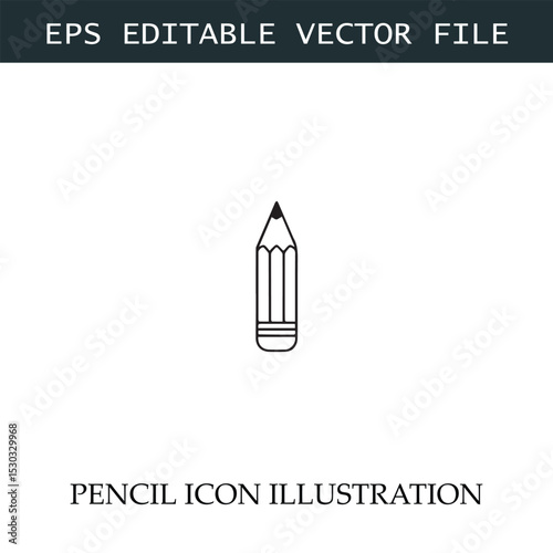 Pencil Icon Black and White Vector Design Image Illustration
