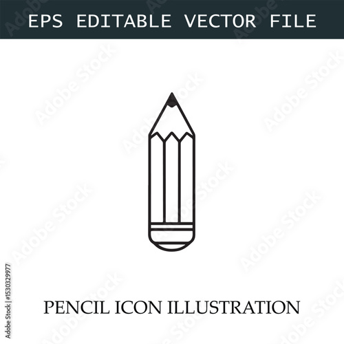 Pencil Icon Black and White Vector Design Image Illustration
