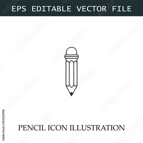Pencil Icon Black and White Vector Design Image Illustration
