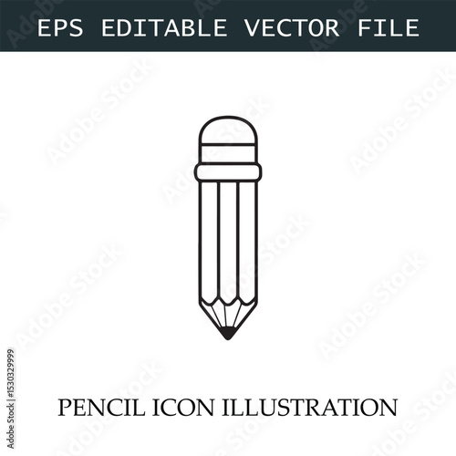 Pencil Icon Black and White Vector Design Image Illustration
