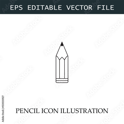 Pencil Icon Black and White Vector Design Image Illustration
