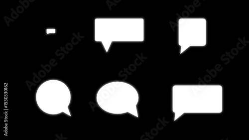 bubble chat messages on black screen chroma key. Speech Bubble black Screen. pop up chat box, Text box, pop up chat box, message box cartoon animated icon 4k video.