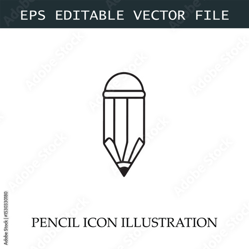 Pencil Icon Black and White Vector Design Image Illustration
