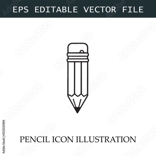 Pencil Icon Black and White Vector Design Image Illustration
