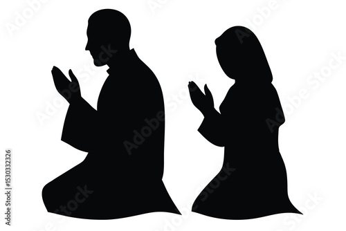 Silhouette couple praying together dua supplication