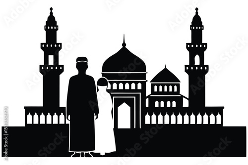 Romantic couple near masjid al haram in mecca
