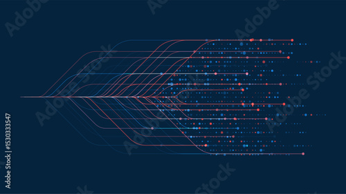 Big data visualization. Social network, financial analysis of complex databases. Data mining. Vector technology background. Information analytics concept.