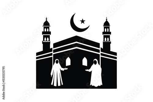 Muslim couple performing tawaf around the kaaba
