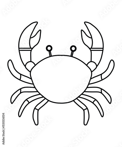 Crab Outline Illustration in Line Art Style