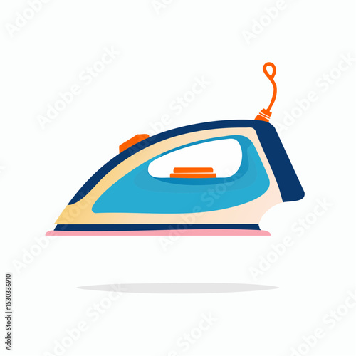 Vector of a steam iron with tank and plate, shown on white background.