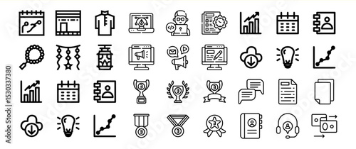 A comprehensive collection of 40 meticulously crafted line icons, ideal for business, marketing, and project management applications.