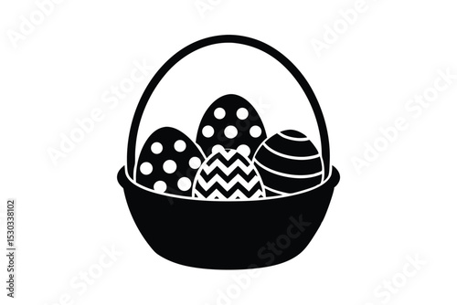 Pastel-colored Easter egg hunt basket vector art illustration