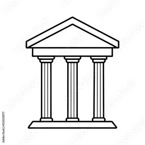 Simple Greek Temple Outline Illustration Black and White