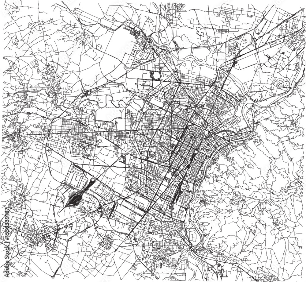 Naklejka premium vector illustration of landscape map design of turin italy region