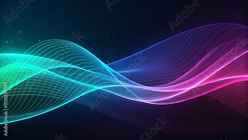 Glowing abstract waves on dark background. Vector illustration for your design