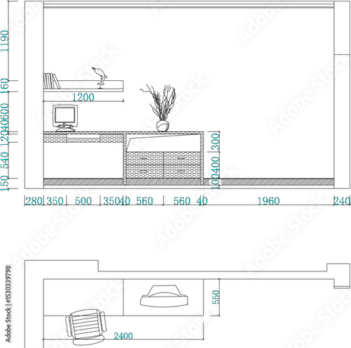 vector illustration of architectural design of interior furniture of modern residential room