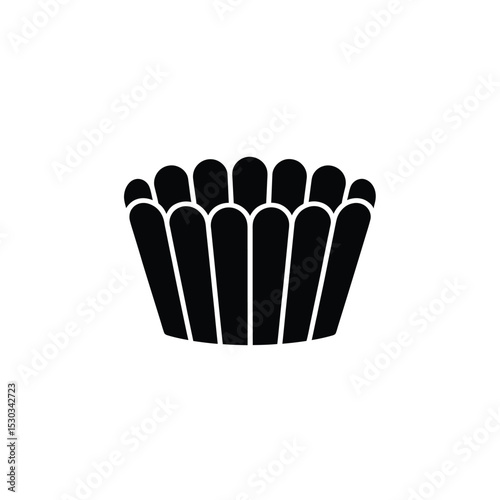 Black Silhouette of a Full Box of Ladyfingers or Savoiardi Biscuits