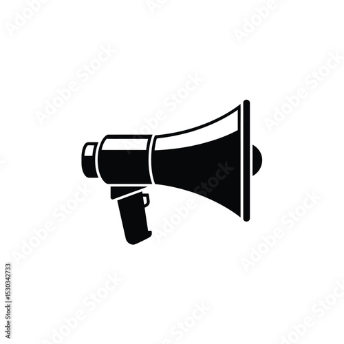 Black Silhouette of a Handheld Megaphone or Loudspeaker with an Angled Handle