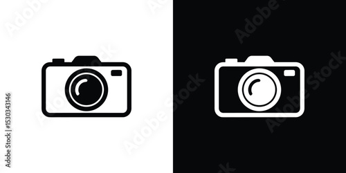 Camera Icon in Black and White Simple Photography Symbol Representation on Contrasting Background
