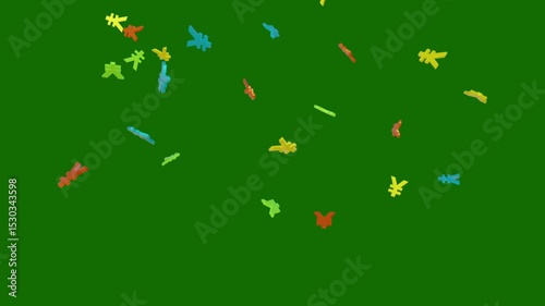 3d Yen icon Failling on green background. Yen sign Aniamtion 4k. Yen or Yuan symbol on green background. yen currency sing failing down partical animation video