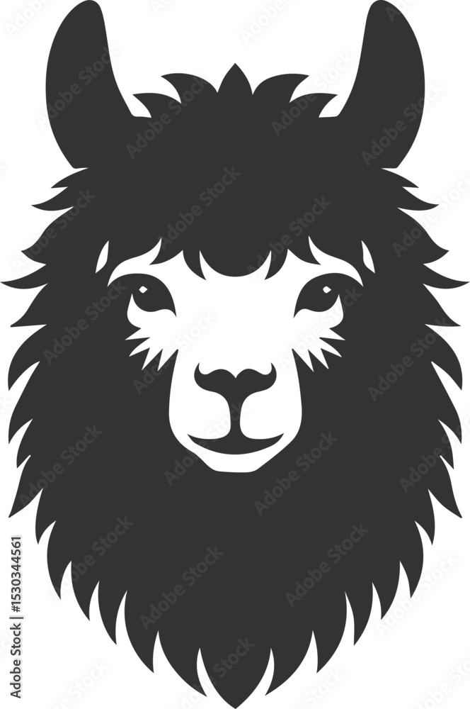 Fototapeta premium Alpaca head vector animal silhouette drawing artwork