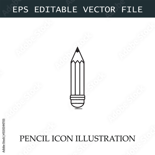 Pencil Icon Black and White Vector Design Image Illustration
