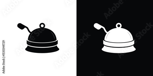 Illustration of Covered Serving Dishes in Black and White Color Inversion Style