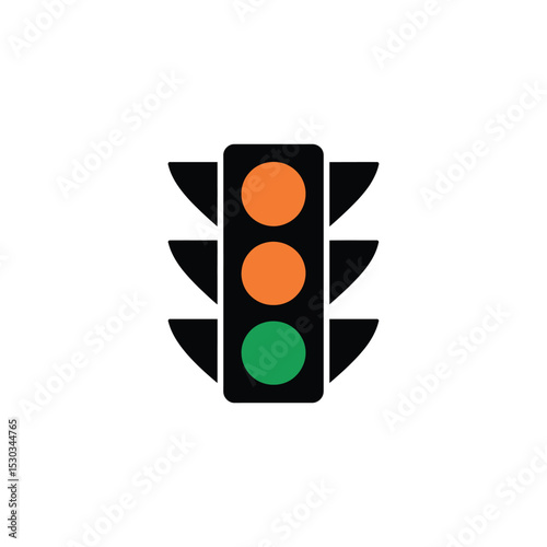 Illustration of Traffic Light with Top Amber and Bottom Green Lights Illuminated