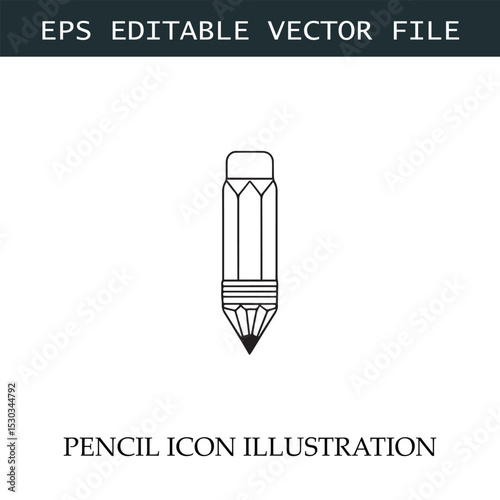 Pencil Icon Black and White Vector Design Image Illustration

