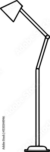 LED floor lamp outline vector illustration, line art