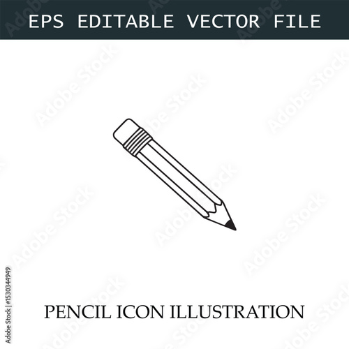 Pencil Icon Black and White Vector Design Image Illustration
