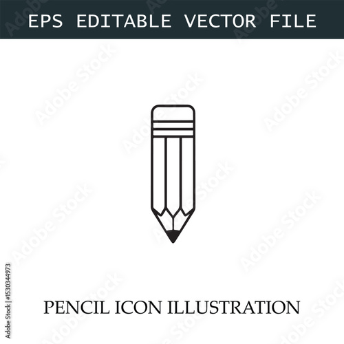 Pencil Icon Black and White Vector Design Image Illustration

