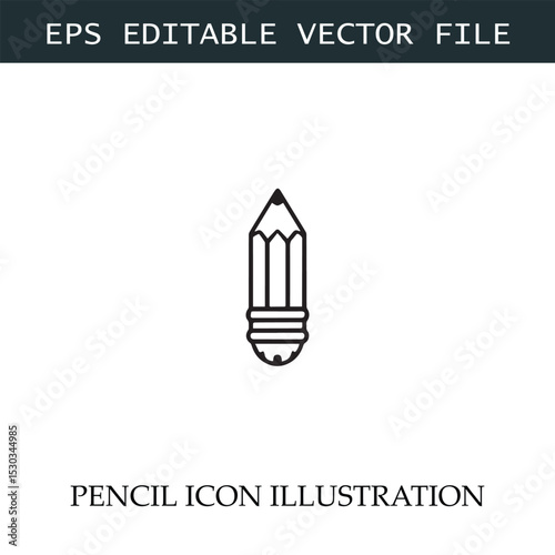 Pencil Icon Black and White Vector Design Image Illustration
