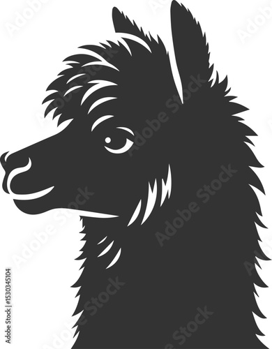 Alpaca head vector animal silhouette drawing artwork