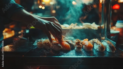Night Market Sushi Preparation: A Culinary Delights