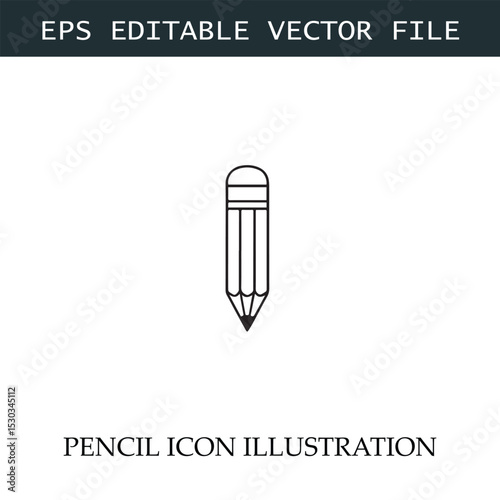 Pencil Icon Black and White Vector Design Image Illustration
