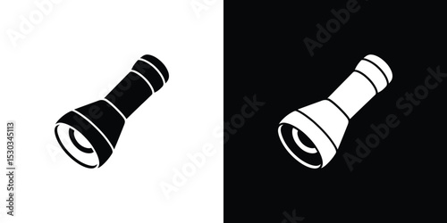 Inverted Flashlight Icons White on Black and Black on White Graphics Style