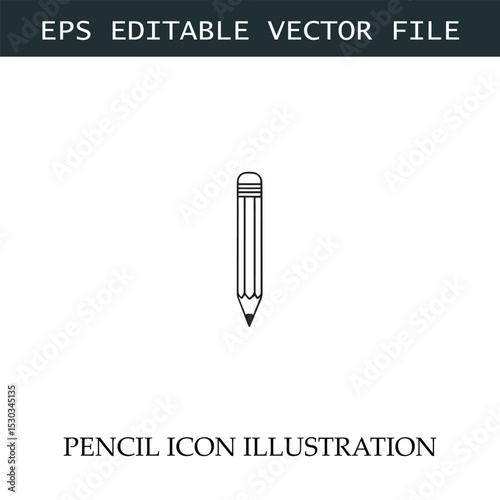 Pencil Icon Black and White Vector Design Image Illustration
