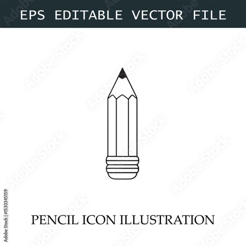 Pencil Icon Black and White Vector Design Image Illustration
