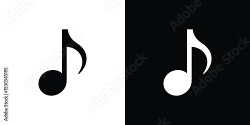 Inverted Music Note Icon Black and White Musical Notation Design Element