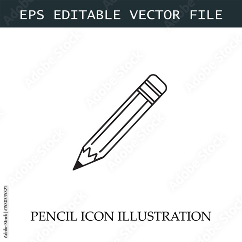 Pencil Icon Black and White Vector Design Image Illustration
