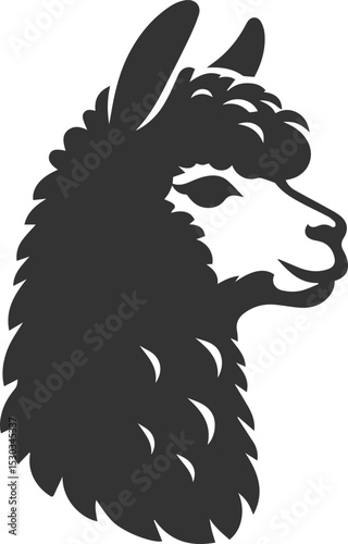 Alpaca head vector animal silhouette drawing artwork