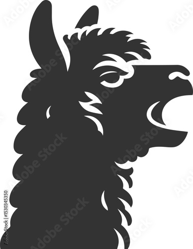 Alpaca head vector animal silhouette drawing artwork
