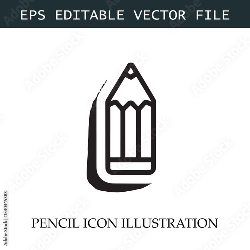 Pencil Icon Black and White Vector Design Image Illustration
