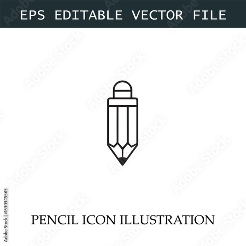 Pencil Icon Black and White Vector Design Image Illustration
